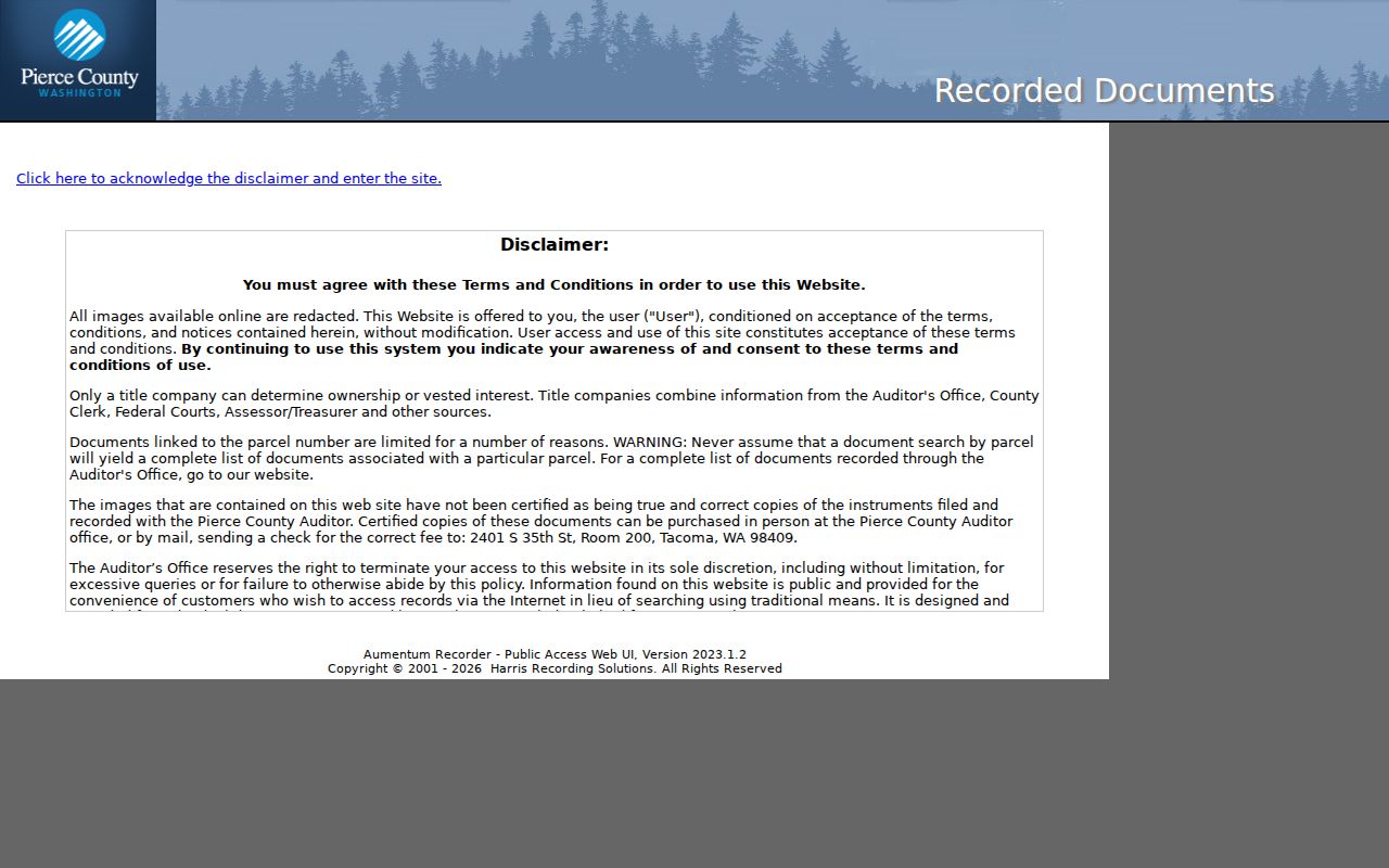 Pierce County people search in the Auditor recorded-document index