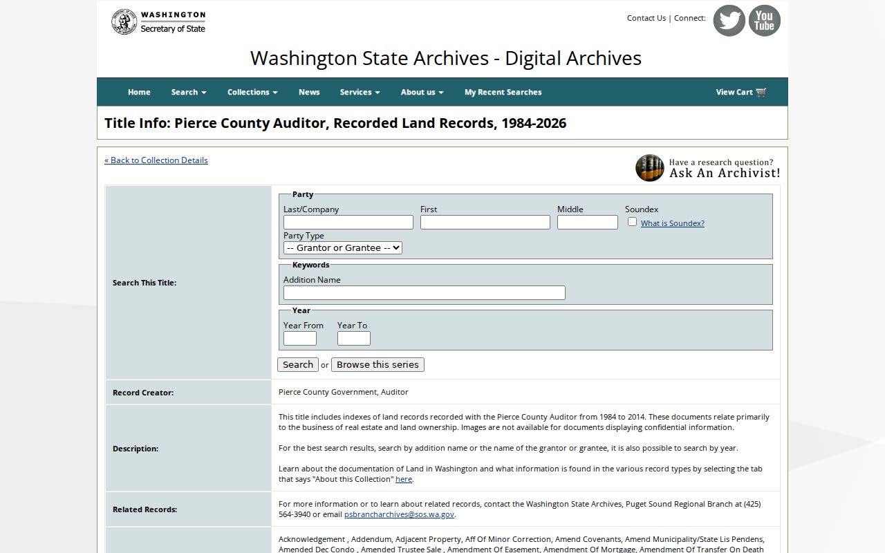 Pierce County people search in Washington Digital Archives