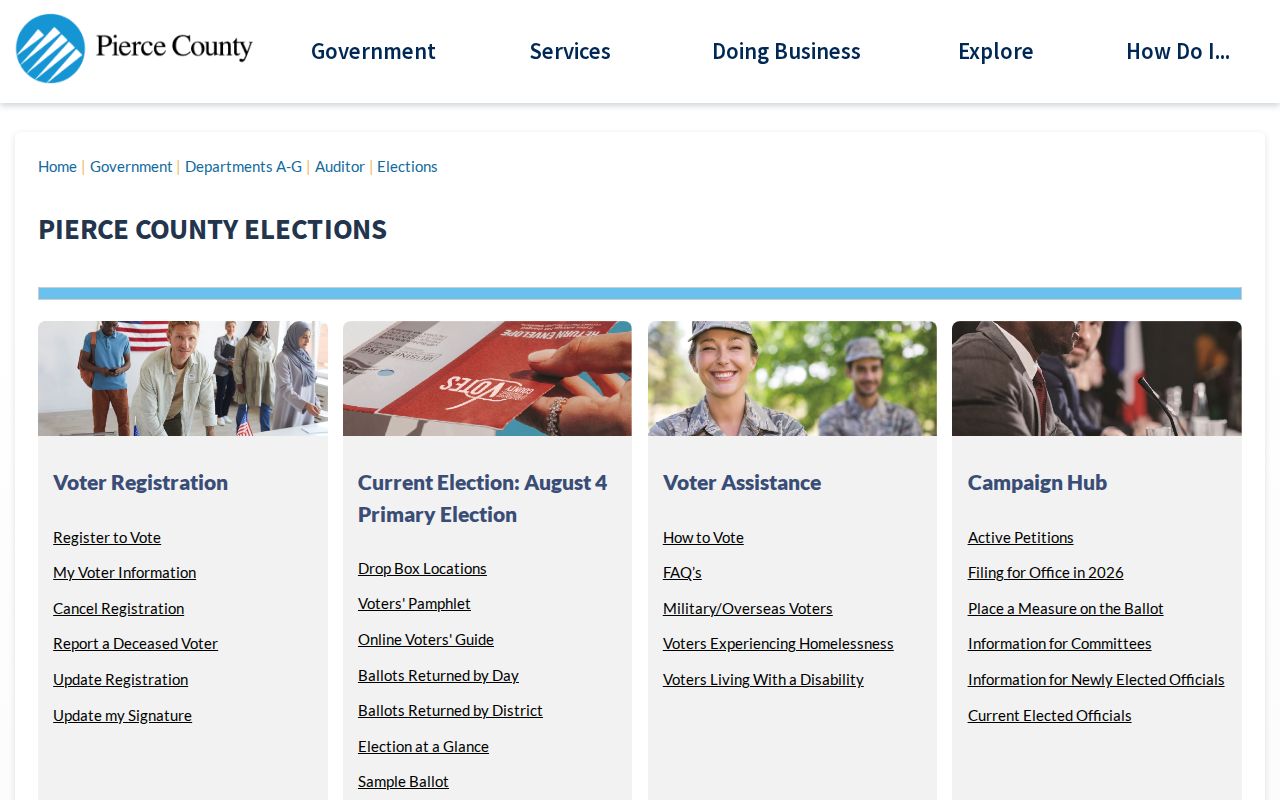 Pierce County voter registration records and Elections services